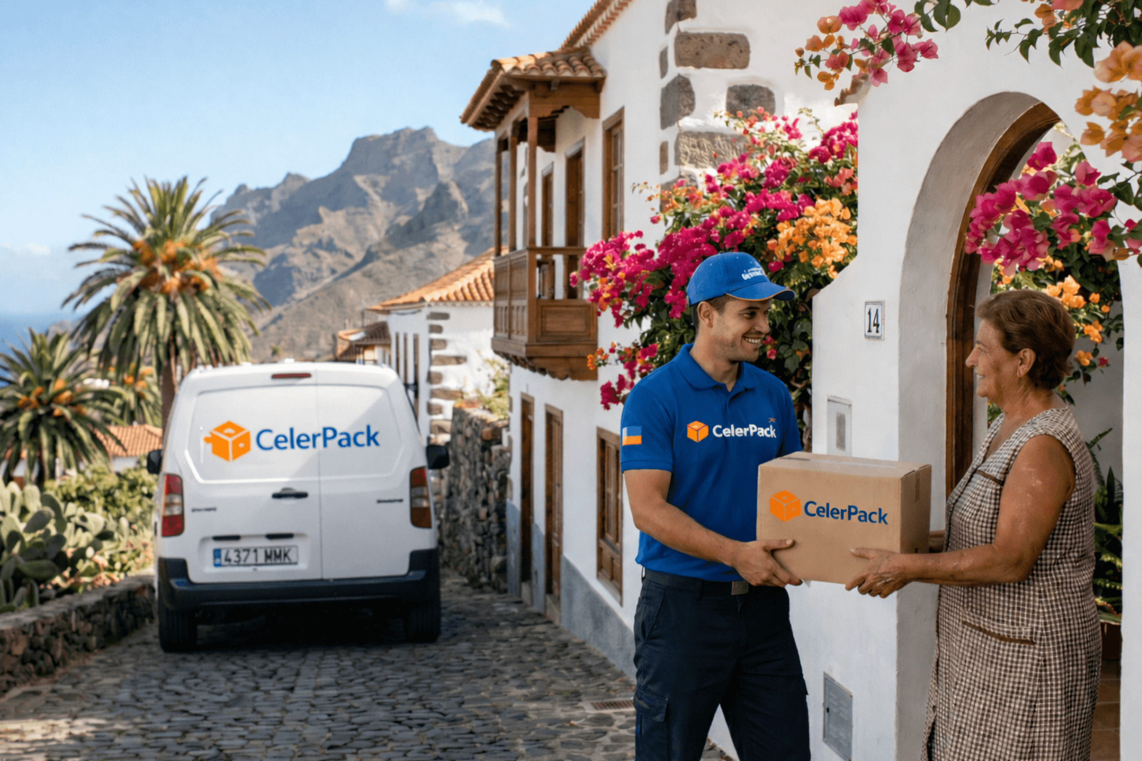 Repartidor de CelerPack entregando un paquete